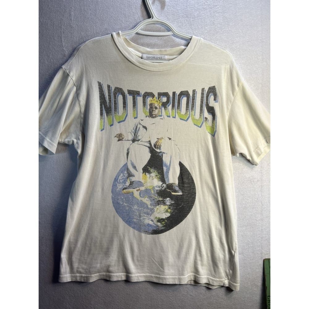 DAYDREAMER Notorious B.I.G. White Graphic Tee Cotton Crew Neck Short Sleeve S